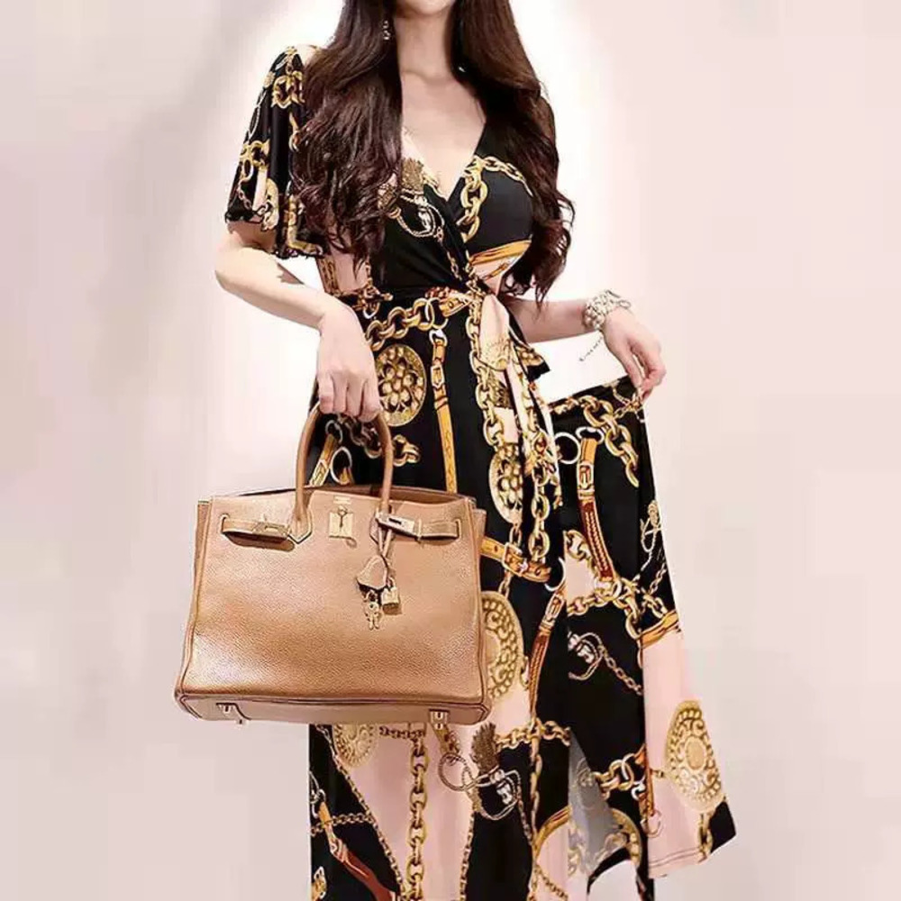 ZARA Ruffle Sleeve Printed Maxi Dress Summer Elegant Tie Waist Gown